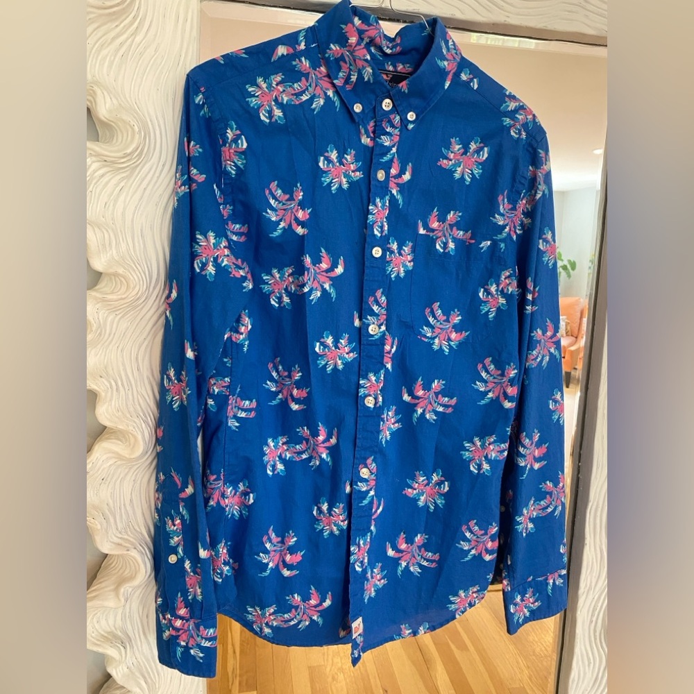 Vineyard Vines Blue Floral Print Button-Down Shirt